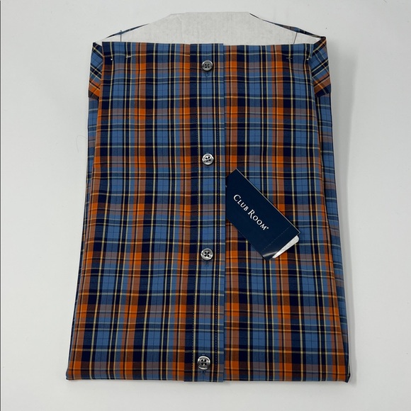Club Room Performance Slim Fit Long Sleeve - Blue/Orange Plaid - Small - NWT - Picture 4 of 4